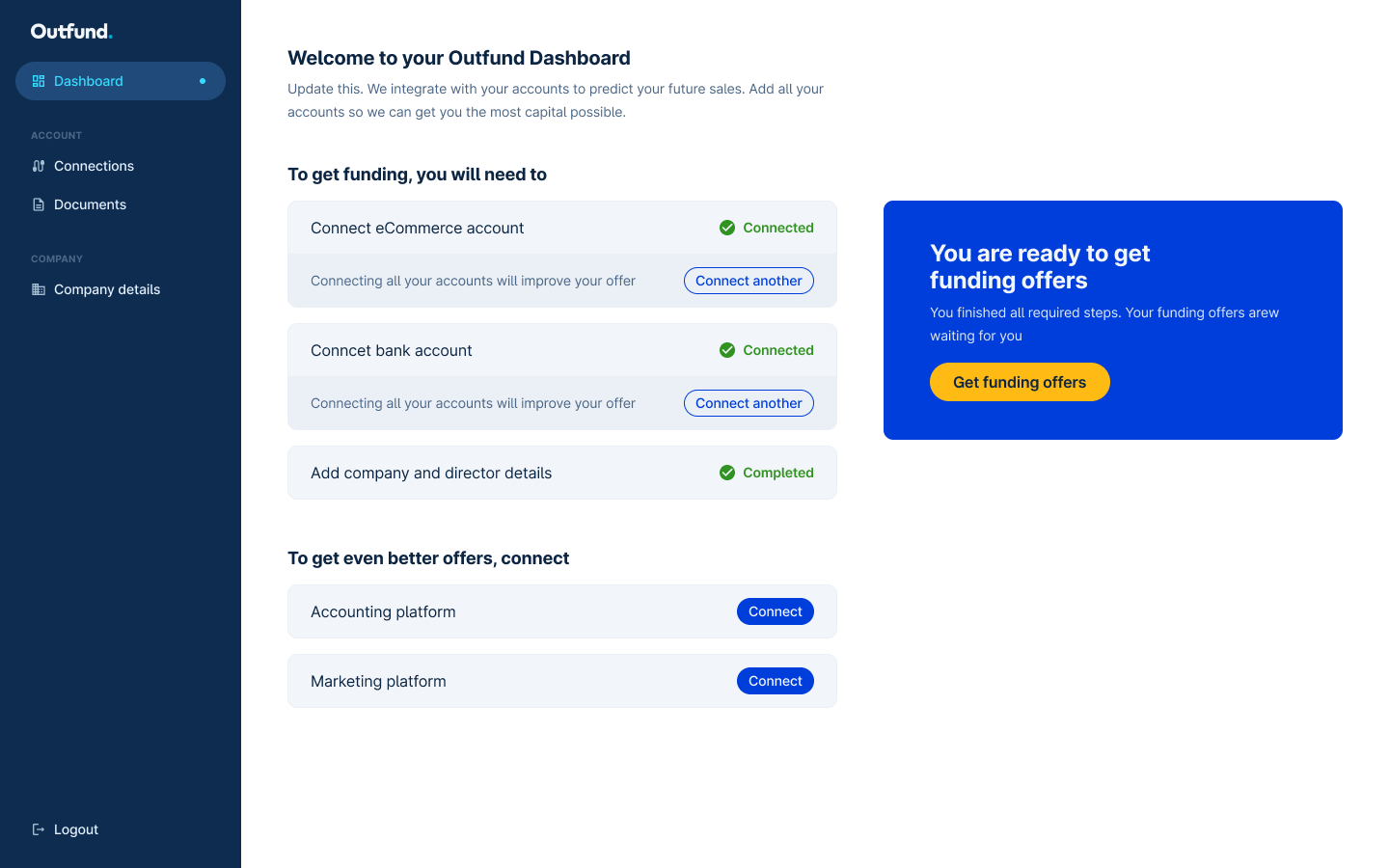 Outfund dashboard